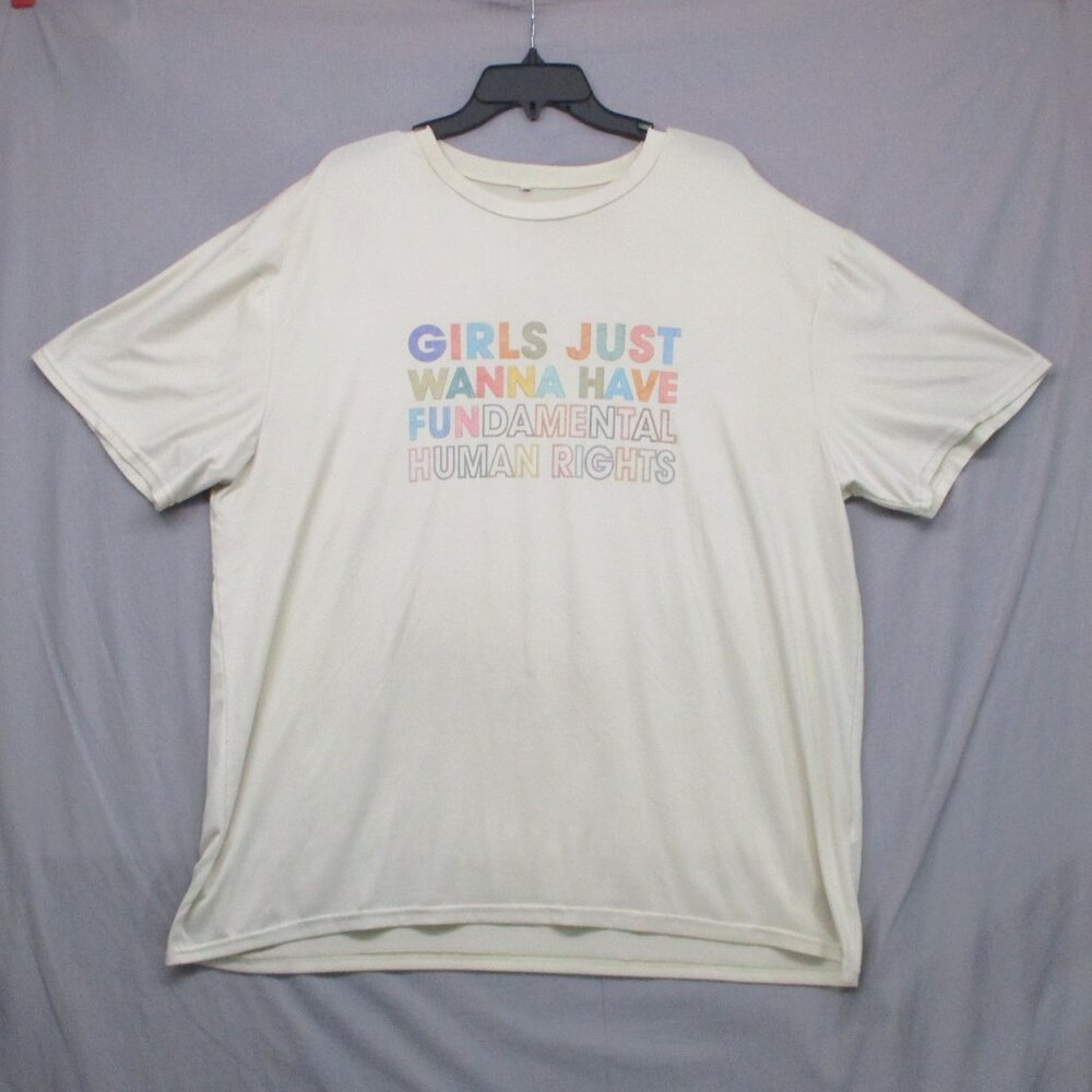 Quote Graphic‎ Print T-Shirt Girls Fundamental Rights Eggshell Women Size | XXL